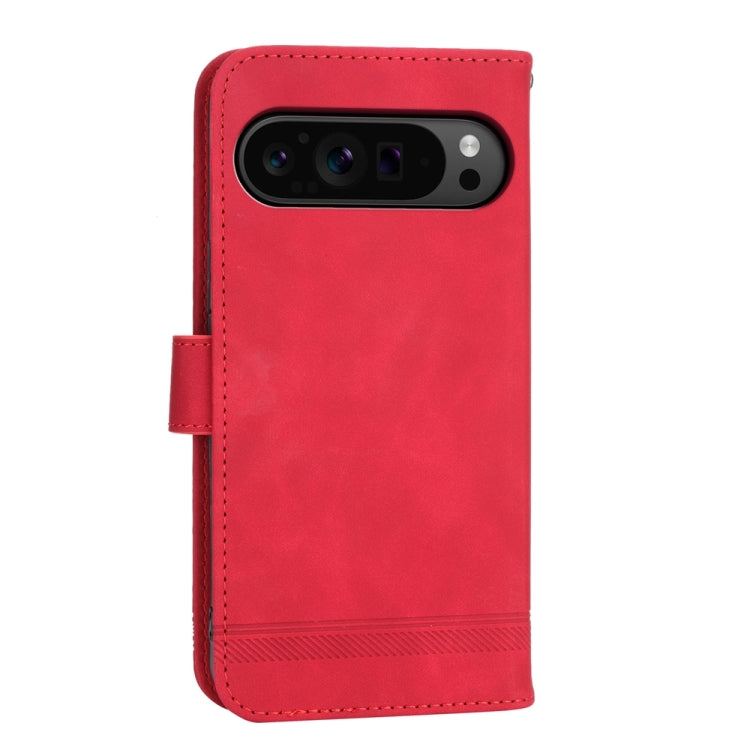 For Google Pixel 9 Pro Dierfeng Dream Line TPU + PU Leather Phone Case(Red) - Google Cases by buy2fix | Online Shopping UK | buy2fix