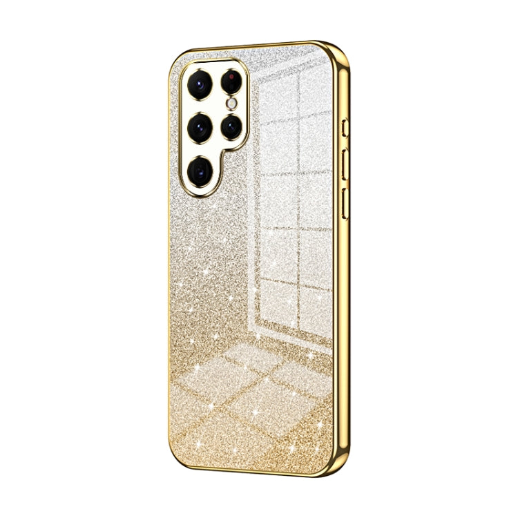 For Samsung Galaxy S22 Ultra 5G Gradient Glitter Powder Electroplated Phone Case(Gold) - Galaxy S22 Ultra 5G Cases by buy2fix | Online Shopping UK | buy2fix