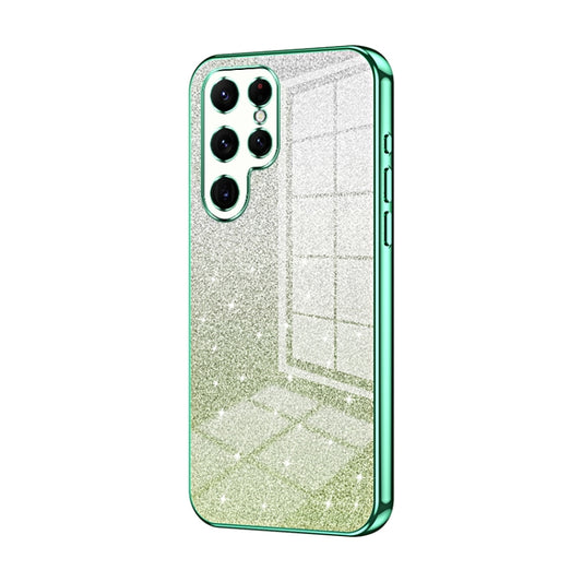 For Samsung Galaxy S22 Ultra 5G Gradient Glitter Powder Electroplated Phone Case(Green) - Galaxy S22 Ultra 5G Cases by buy2fix | Online Shopping UK | buy2fix