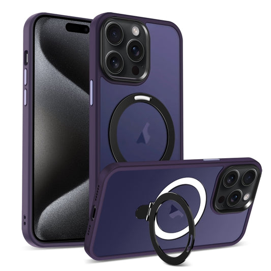 For iPhone 16 Pro Max Skin-feel MagSafe Holder PC Hybrid TPU Phone Case(Dark Purple) - iPhone 16 Pro Max Cases by buy2fix | Online Shopping UK | buy2fix