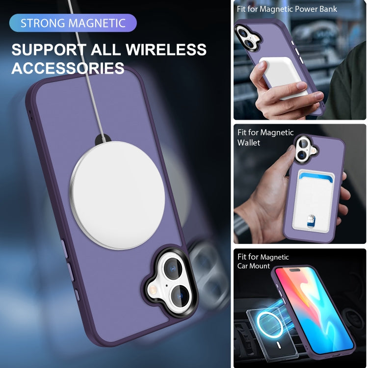 For iPhone 16 Plus Skin-feel MagSafe Holder PC Hybrid TPU Phone Case(Dark Purple) - iPhone 16 Plus Cases by buy2fix | Online Shopping UK | buy2fix