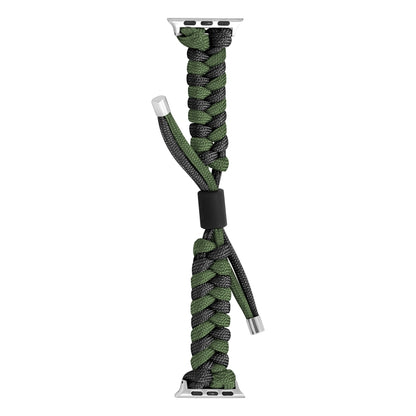 For Apple Watch Ultra 2 49mm Paracord Fishtail Braided Silicone Bead Watch Band(Black Army Green) - Watch Bands by buy2fix | Online Shopping UK | buy2fix