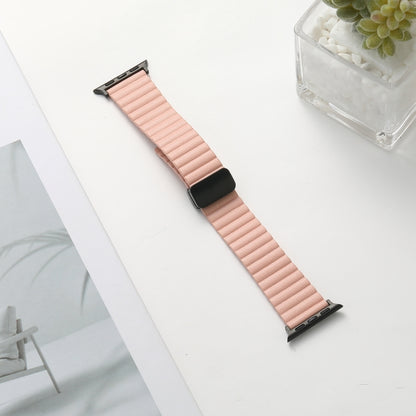 For Apple Watch SE 2023 40mm Water Ripple Magnetic Folding Buckle Watch Band, Style: Bold Version(Pink) - Watch Bands by buy2fix | Online Shopping UK | buy2fix