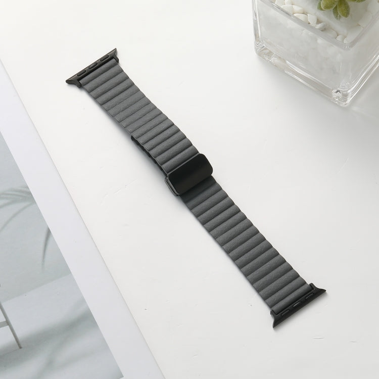 For Apple Watch 42mm Water Ripple Magnetic Folding Buckle Watch Band, Style: Bold Version(Grey) - Watch Bands by buy2fix | Online Shopping UK | buy2fix