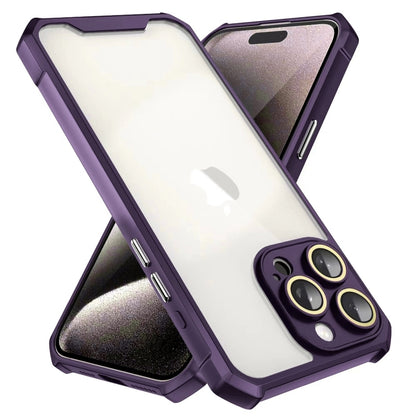 For iPhone 16 Pro Shockproof Acrylic Phone Case with Lens Glass Film(Purple) - iPhone 16 Pro Cases by buy2fix | Online Shopping UK | buy2fix