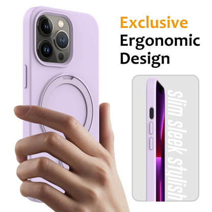 For iPhone 14 Pro Max MagSafe Magnetic Liquid Silicone Phone Case with Ring Holder(Lilac Purple) - iPhone 14 Pro Max Cases by buy2fix | Online Shopping UK | buy2fix