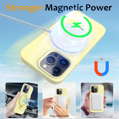 For iPhone 16 Pro Max Liquid Silicone MagSafe Magnetic Phone Case with Ring Holder(Yellow) - iPhone 16 Pro Max Cases by buy2fix | Online Shopping UK | buy2fix