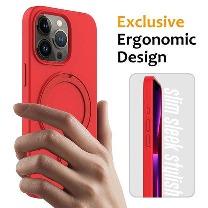 For iPhone 16 Pro Liquid Silicone MagSafe Magnetic Phone Case with Ring Holder(Red) - iPhone 16 Pro Cases by buy2fix | Online Shopping UK | buy2fix