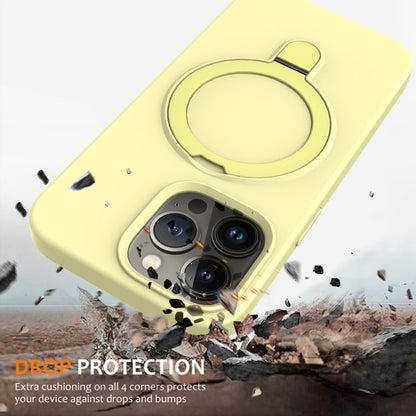 For iPhone 16 Pro Liquid Silicone MagSafe Magnetic Phone Case with Ring Holder(Yellow) - iPhone 16 Pro Cases by buy2fix | Online Shopping UK | buy2fix