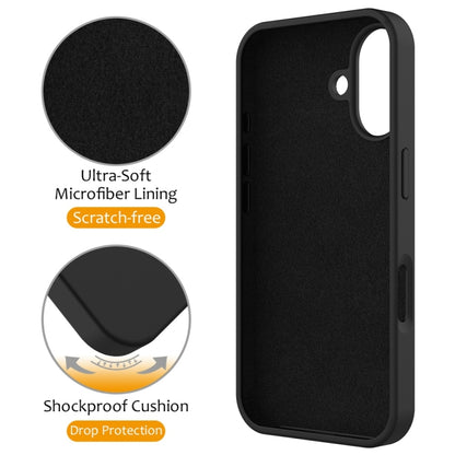 For iPhone 16 Plus Liquid Silicone MagSafe Magnetic Phone Case with Ring Holder(Black) - iPhone 16 Plus Cases by buy2fix | Online Shopping UK | buy2fix