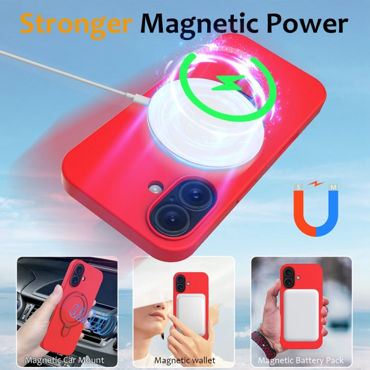 For iPhone 16 Plus Liquid Silicone MagSafe Magnetic Phone Case with Ring Holder(Red) - iPhone 16 Plus Cases by buy2fix | Online Shopping UK | buy2fix