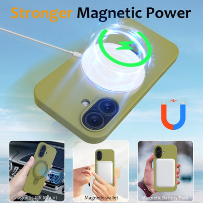 For iPhone 16 Plus Liquid Silicone MagSafe Magnetic Phone Case with Ring Holder(Willow Green) - iPhone 16 Plus Cases by buy2fix | Online Shopping UK | buy2fix