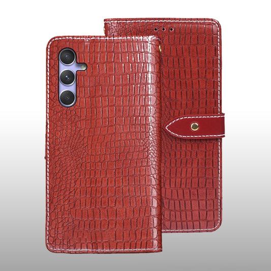 For Samsung Galaxy S23 FE 5G idewei Crocodile Texture Leather Phone Case(Red) - Galaxy S23 FE 5G Cases by idewei | Online Shopping UK | buy2fix