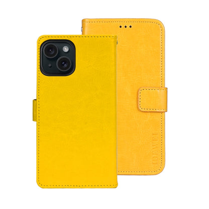 For iPhone 15 Pro Max idewei Crazy Horse Texture Leather Phone Case with Holder(Yellow) - iPhone 15 Pro Max Cases by idewei | Online Shopping UK | buy2fix