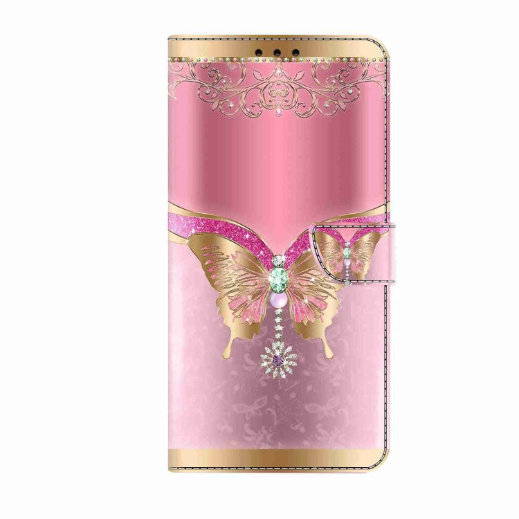 For Honor Magic5 Pro Crystal 3D Shockproof Protective Leather Phone Case(Pink Bottom Butterfly) - Honor Cases by buy2fix | Online Shopping UK | buy2fix