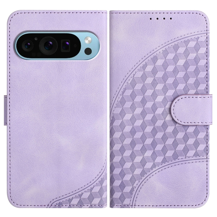 For Google Pixel 9 YX0060 Elephant Head Embossed Phone Leather Case with Lanyard(Light Purple) - Google Cases by buy2fix | Online Shopping UK | buy2fix