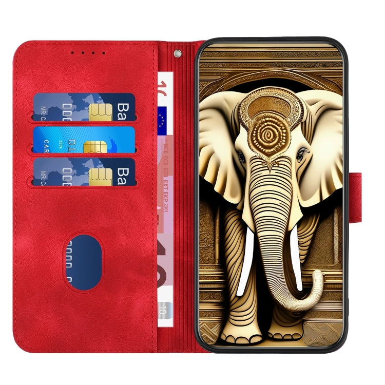 For Google Pixel 9 YX0060 Elephant Head Embossed Phone Leather Case with Lanyard(Red) - Google Cases by buy2fix | Online Shopping UK | buy2fix