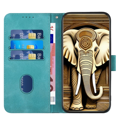 For Google Pixel 9 YX0060 Elephant Head Embossed Phone Leather Case with Lanyard(Light Blue) - Google Cases by buy2fix | Online Shopping UK | buy2fix