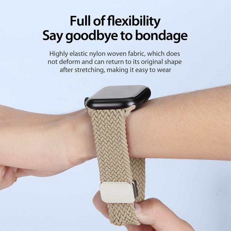 For Apple Watch Series 10 46mm DUX DUCIS Mixture Pro Series Magnetic Buckle Nylon Braid Watch Band(Beige) - Watch Bands by DUX DUCIS | Online Shopping UK | buy2fix