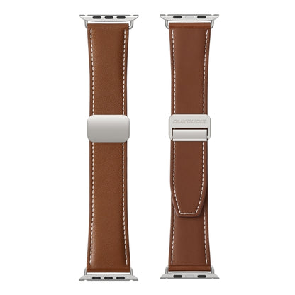 For Apple Watch SE 2023 40mm DUX DUCIS YA Series Magnetic Buckle Genuine Leather Watch Band(Brown) - Watch Bands by DUX DUCIS | Online Shopping UK | buy2fix