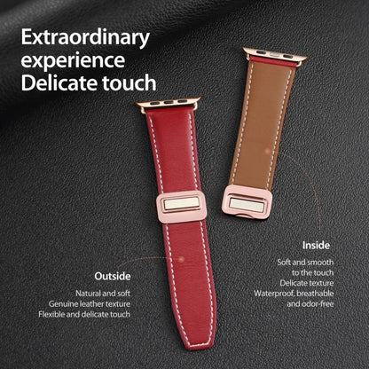 For Apple Watch Series 9 45mm DUX DUCIS YA Series Magnetic Buckle Genuine Leather Watch Band(Red) - Watch Bands by DUX DUCIS | Online Shopping UK | buy2fix