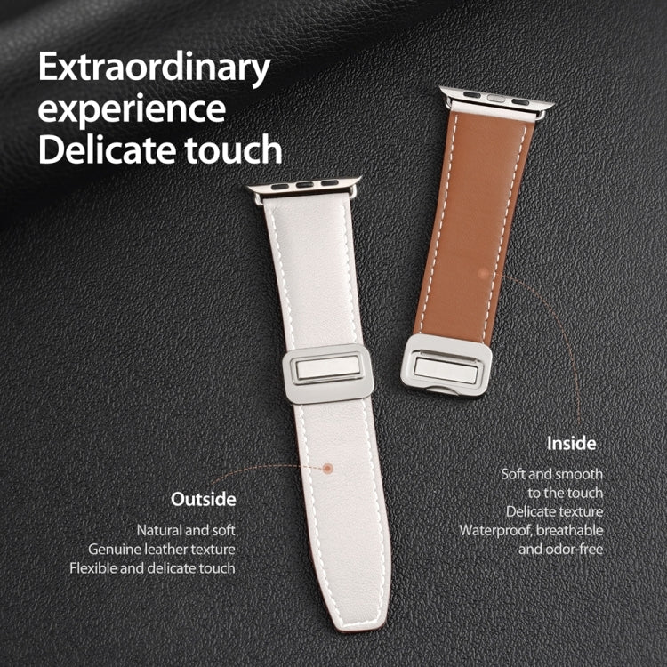 For Apple Watch Series 8 41mm DUX DUCIS YA Series Magnetic Buckle Genuine Leather Watch Band(White) - Watch Bands by DUX DUCIS | Online Shopping UK | buy2fix