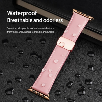 For Apple Watch Series 7 41mm DUX DUCIS YA Series Magnetic Buckle Genuine Leather Watch Band(Pink) - Watch Bands by DUX DUCIS | Online Shopping UK | buy2fix