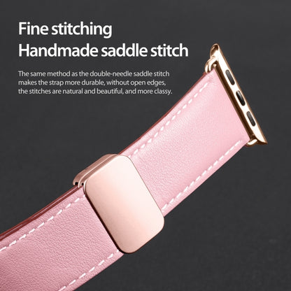 For Apple Watch Series 4 44mm DUX DUCIS YA Series Magnetic Buckle Genuine Leather Watch Band(Pink) - Watch Bands by DUX DUCIS | Online Shopping UK | buy2fix