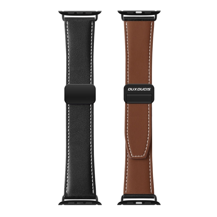 For Apple Watch Series 4 40mm DUX DUCIS YA Series Magnetic Buckle Genuine Leather Watch Band(Black) - Watch Bands by DUX DUCIS | Online Shopping UK | buy2fix