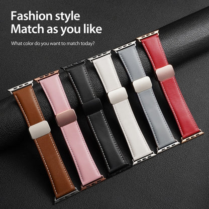 For Apple Watch Series 4 40mm DUX DUCIS YA Series Magnetic Buckle Genuine Leather Watch Band(Pink) - Watch Bands by DUX DUCIS | Online Shopping UK | buy2fix