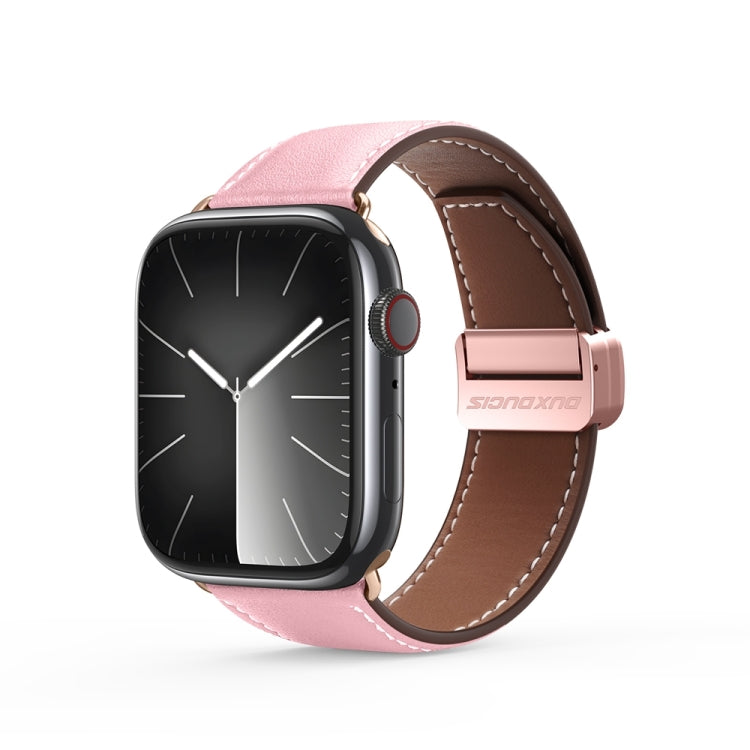 For Apple Watch Series 3 38mm DUX DUCIS YA Series Magnetic Buckle Genuine Leather Watch Band(Pink) - Watch Bands by DUX DUCIS | Online Shopping UK | buy2fix