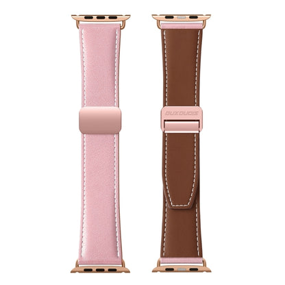 For Apple Watch Series 2 42mm DUX DUCIS YA Series Magnetic Buckle Genuine Leather Watch Band(Pink) - Watch Bands by DUX DUCIS | Online Shopping UK | buy2fix