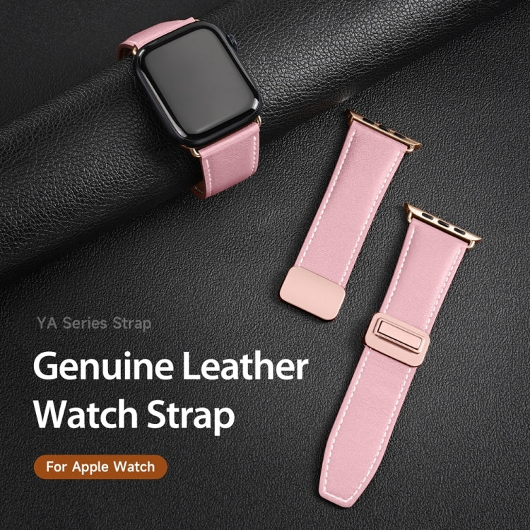 For Apple Watch Series 2 42mm DUX DUCIS YA Series Magnetic Buckle Genuine Leather Watch Band(Pink) - Watch Bands by DUX DUCIS | Online Shopping UK | buy2fix