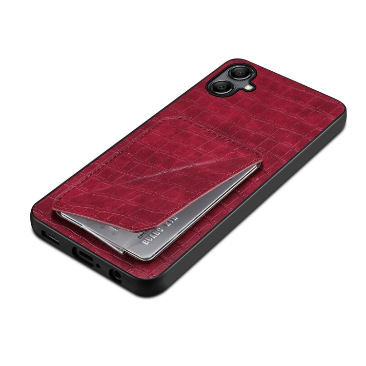 For Samsung Galaxy A05 Denior Imitation Crocodile Leather Back Phone Case with Holder(Rose Red) - Galaxy Phone Cases by Denior | Online Shopping UK | buy2fix