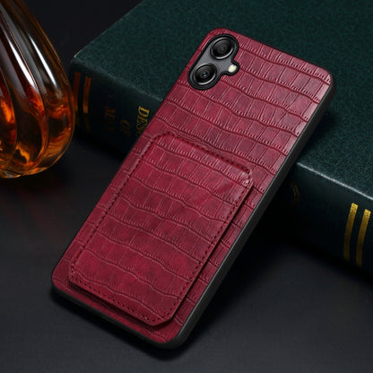 For Samsung Galaxy A05 Denior Imitation Crocodile Leather Back Phone Case with Holder(Rose Red) - Galaxy Phone Cases by Denior | Online Shopping UK | buy2fix