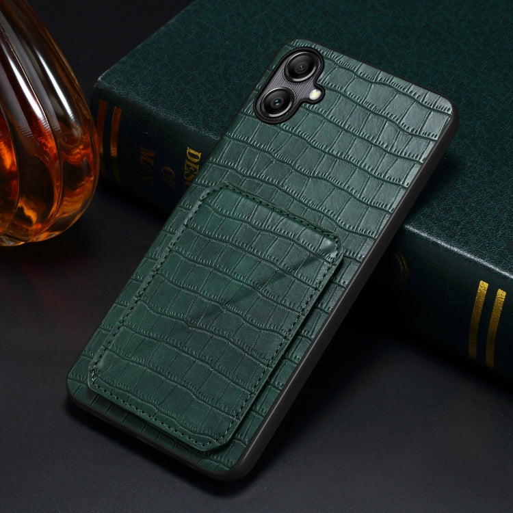 For Samsung Galaxy A14 4G/5G Denior Imitation Crocodile Leather Back Phone Case with Holder(Green) - Galaxy Phone Cases by Denior | Online Shopping UK | buy2fix