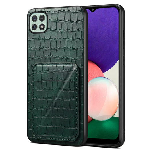 For Samsung Galaxy A22 5G Denior Imitation Crocodile Leather Back Phone Case with Holder(Green) - Galaxy Phone Cases by Denior | Online Shopping UK | buy2fix