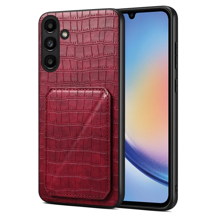 For Samsung Galaxy A34 5G Denior Imitation Crocodile Leather Back Phone Case with Holder(Rose Red) - Galaxy Phone Cases by Denior | Online Shopping UK | buy2fix