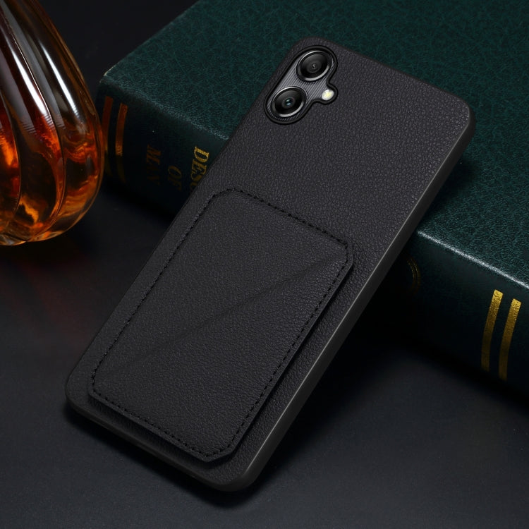 For Samsung Galaxy A20 / A30 Denior Imitation Calf Leather Back Phone Case with Holder(Black) - Galaxy Phone Cases by Denior | Online Shopping UK | buy2fix