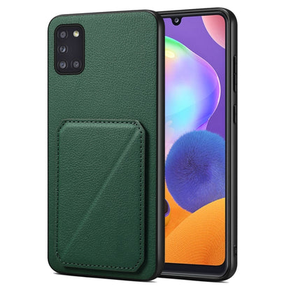 For Samsung Galaxy A31 Denior Imitation Calf Leather Back Phone Case with Holder(Green) - Galaxy Phone Cases by Denior | Online Shopping UK | buy2fix