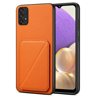 For Samsung Galaxy A32 5G Denior Imitation Calf Leather Back Phone Case with Holder(Orange) - Galaxy Phone Cases by Denior | Online Shopping UK | buy2fix