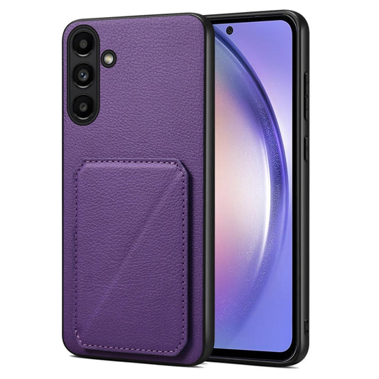 For Samsung Galaxy A54 5G Denior Imitation Calf Leather Back Phone Case with Holder(Purple) - Galaxy Phone Cases by Denior | Online Shopping UK | buy2fix