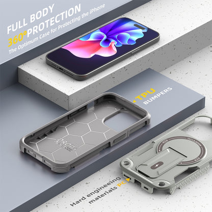 For iPhone 12 Pro Max MagSafe Holder Armor PC Hybrid TPU Phone Case(Grey) - iPhone 12 Pro Max Cases by buy2fix | Online Shopping UK | buy2fix