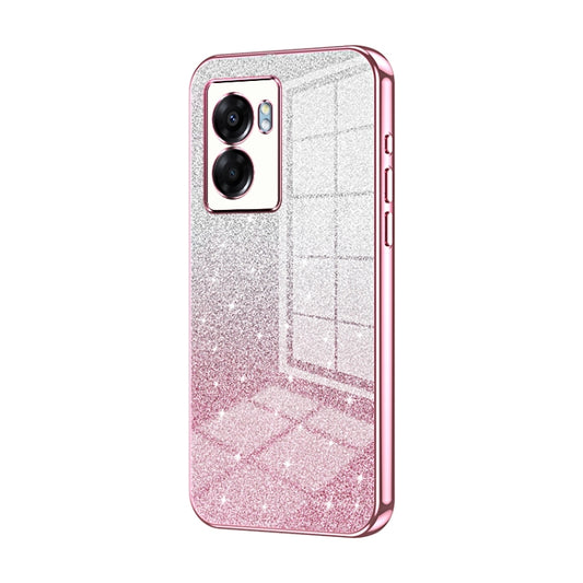 For OPPO A57 5G Gradient Glitter Powder Electroplated Phone Case(Pink) - OPPO Cases by buy2fix | Online Shopping UK | buy2fix