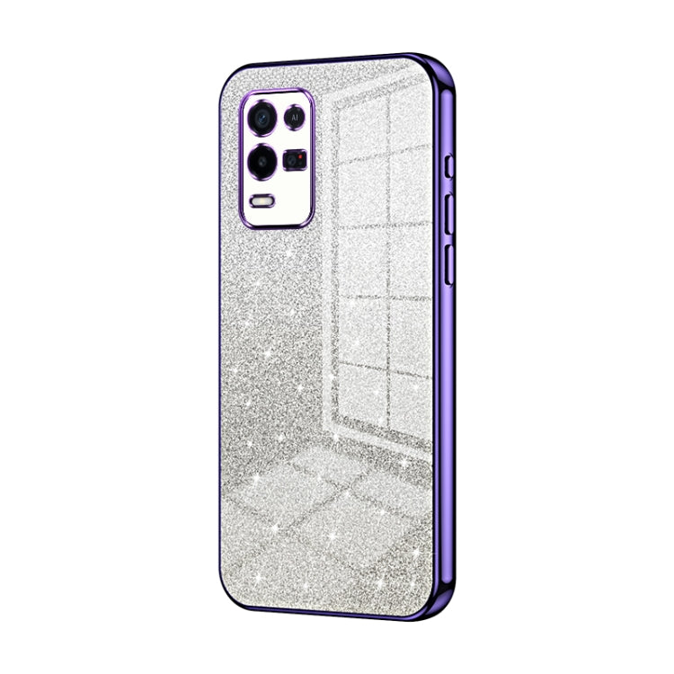 For OPPO K9x Gradient Glitter Powder Electroplated Phone Case(Purple) - OPPO Cases by buy2fix | Online Shopping UK | buy2fix