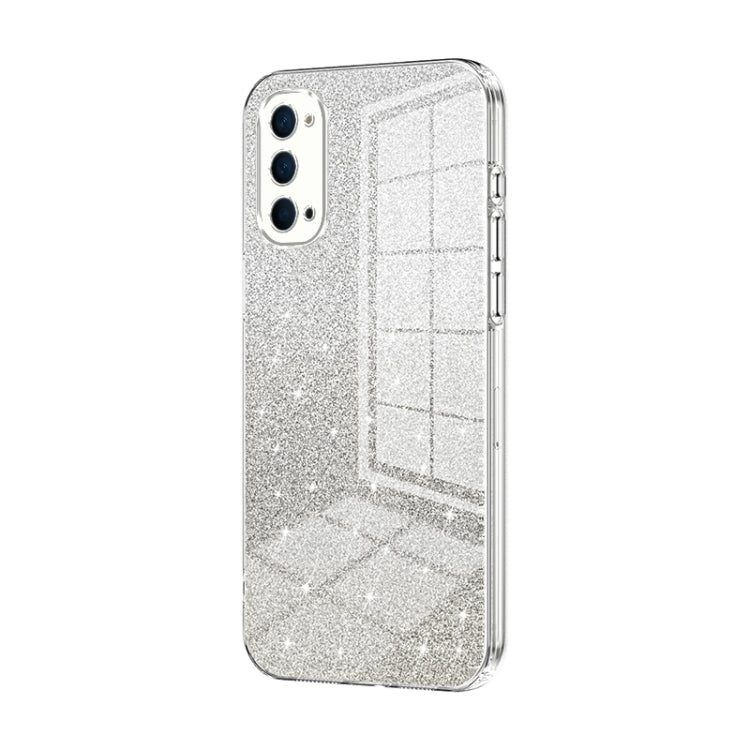 For OPPO Reno4 Gradient Glitter Powder Electroplated Phone Case(Transparent) - OPPO Cases by buy2fix | Online Shopping UK | buy2fix