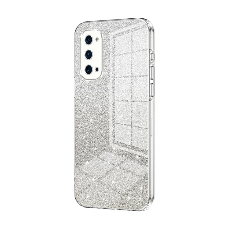 For OPPO Reno4 Pro Gradient Glitter Powder Electroplated Phone Case(Transparent) - OPPO Cases by buy2fix | Online Shopping UK | buy2fix