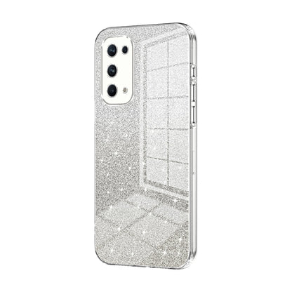 For OPPO Reno5 Pro Gradient Glitter Powder Electroplated Phone Case(Transparent) - OPPO Cases by buy2fix | Online Shopping UK | buy2fix