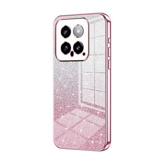 For Xiaomi 14 Gradient Glitter Powder Electroplated Phone Case(Pink) - 14 Cases by buy2fix | Online Shopping UK | buy2fix
