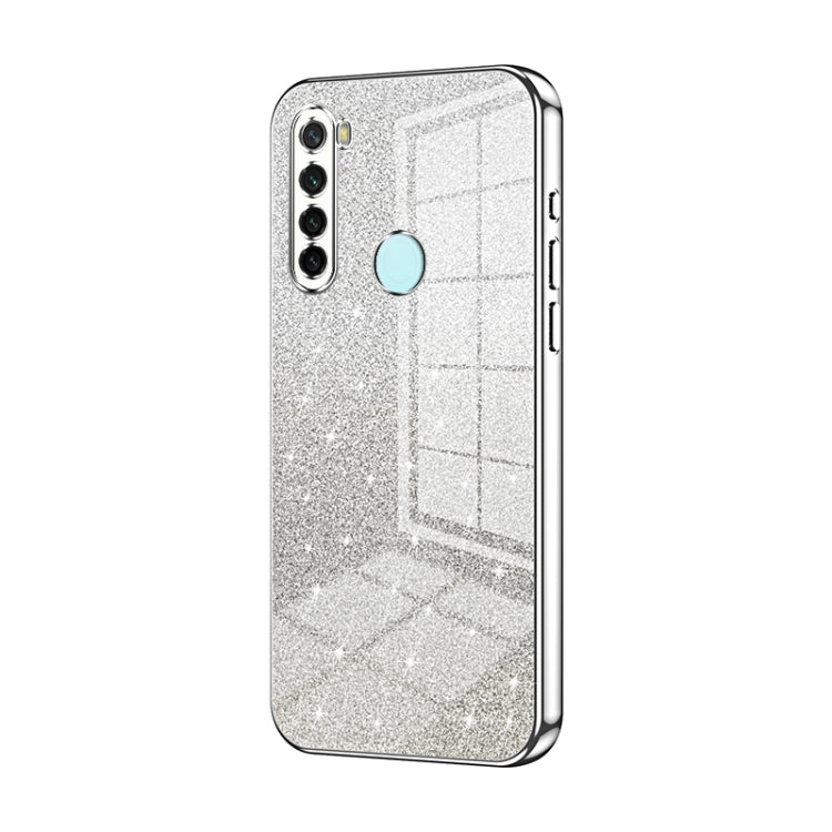 For Xiaomi Redmi Note 8 / Note 8 2021 Gradient Glitter Powder Electroplated Phone Case(Silver) - Xiaomi Cases by buy2fix | Online Shopping UK | buy2fix